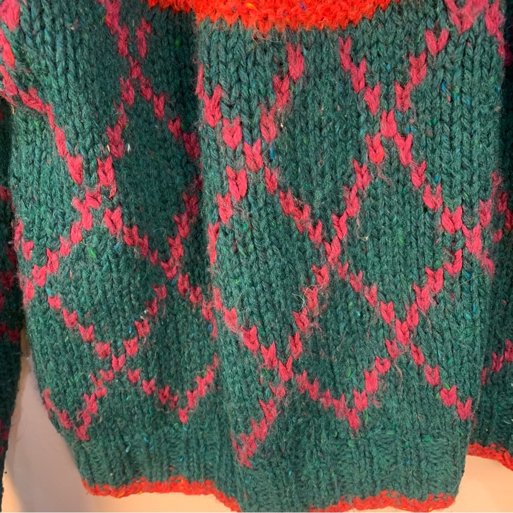 VTG 90s Liz Sport Chunky Cropped Pullover Pattern Sweater - Picture 6 of 11